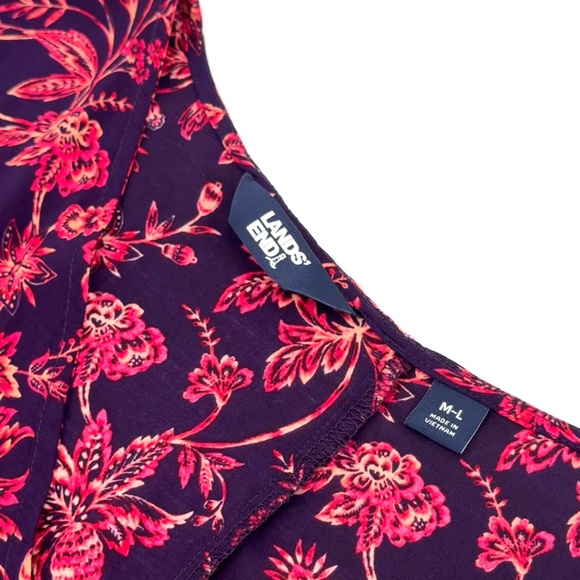 NWT LANDS’ END Floral Kaftan Cover-up Mini Dress - Picture 7 of 14